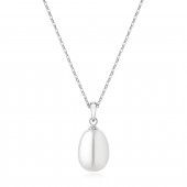 Colier perla naturala alba cu lantisor argint DiAmanti PFD19-W_Necklace-G